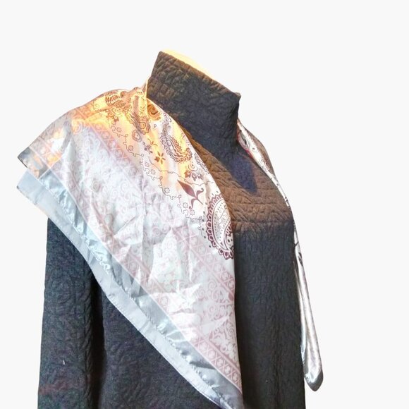 Paisley Print Scarf 35x35 Inches Square Pink Brown - Picture 5 of 10